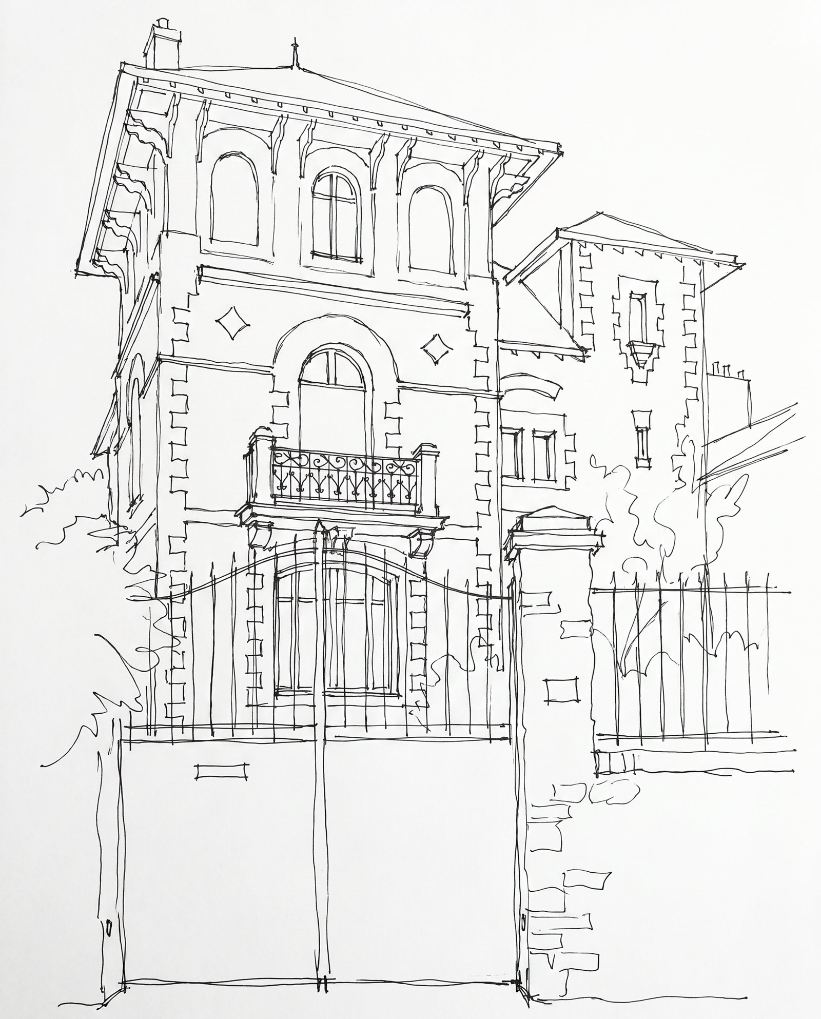 Maison dessinée à la main, au trait — OXXO Studio