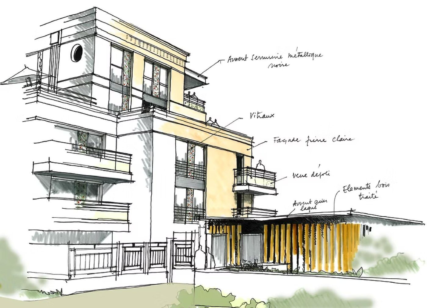 Illustration d'architecture à main levée — OXXO Studio