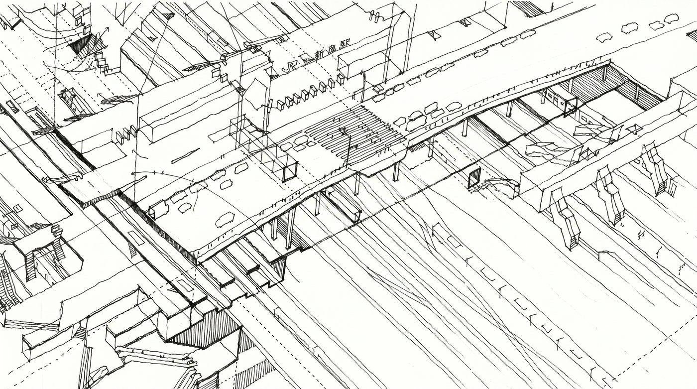 Illustration d'architecture à main levée — OXXO Studio