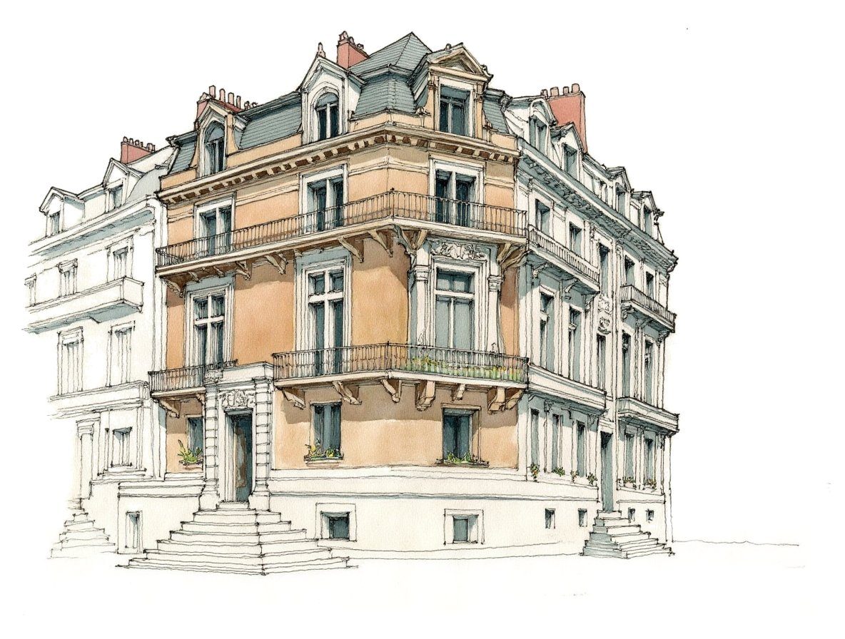 Illustration d'architecture à main levée — OXXO Studio