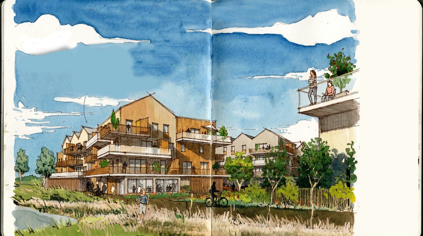 Illustration d'architecture à main levée — OXXO Studio