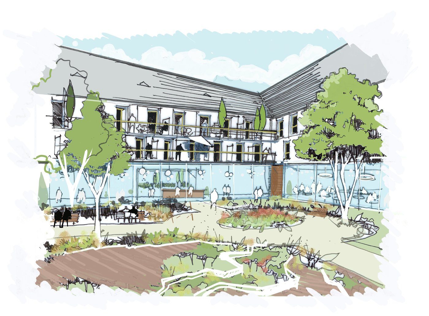 Illustration d'architecture à main levée — OXXO Studio