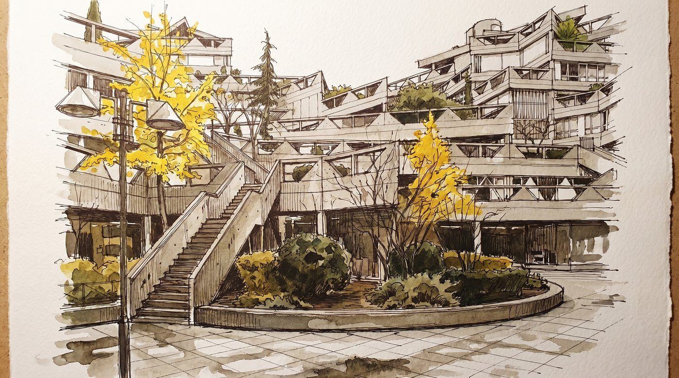 Illustration d'architecture à main levée — OXXO Studio