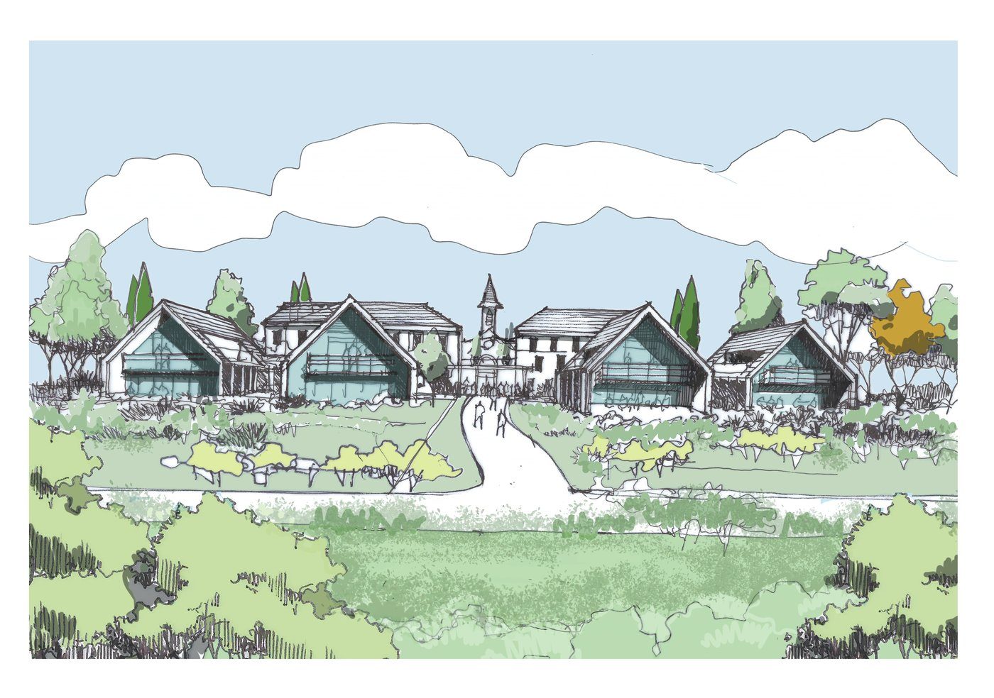Illustration d'architecture à main levée — OXXO Studio