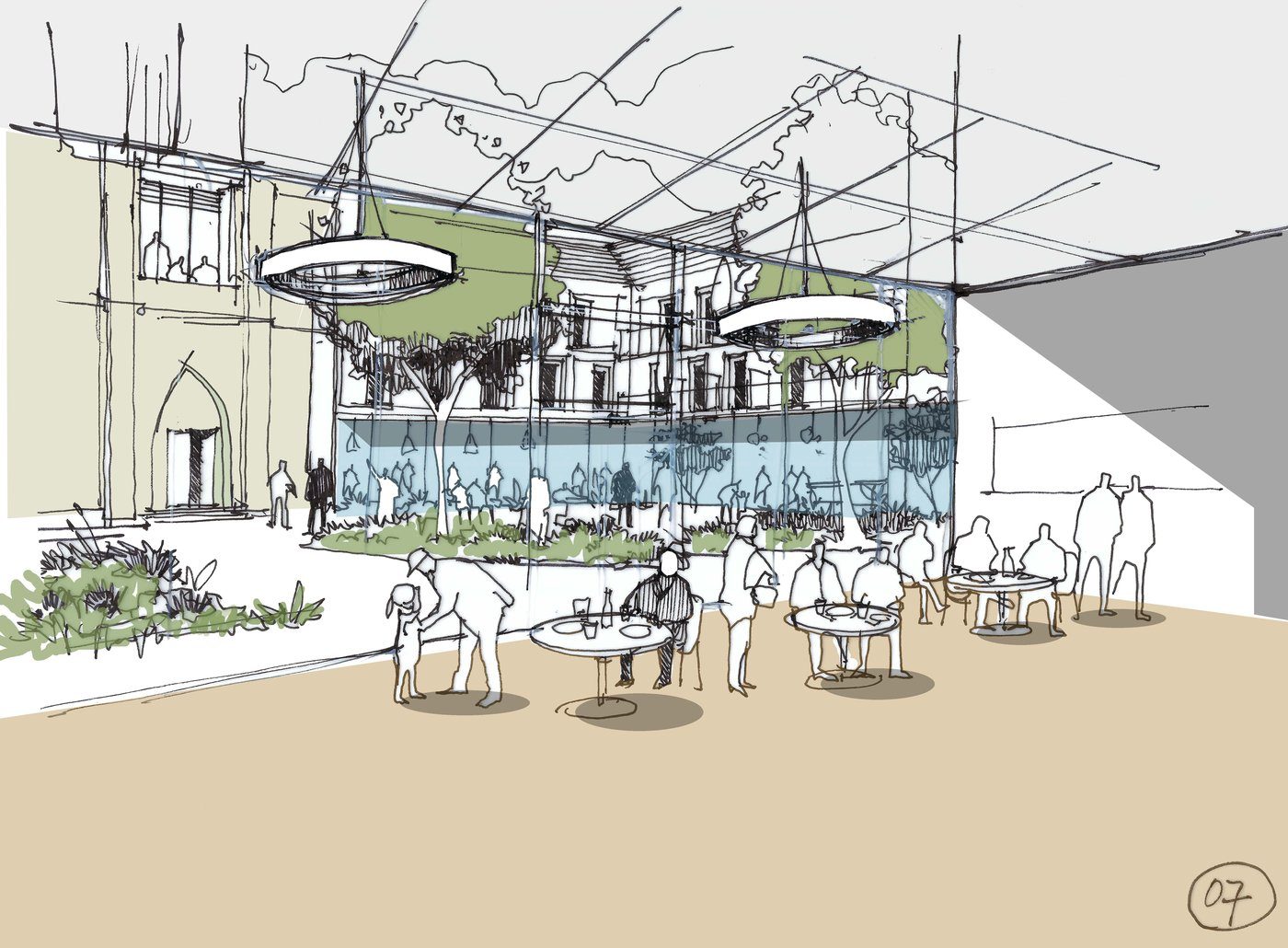 Illustration d'architecture à main levée — OXXO Studio