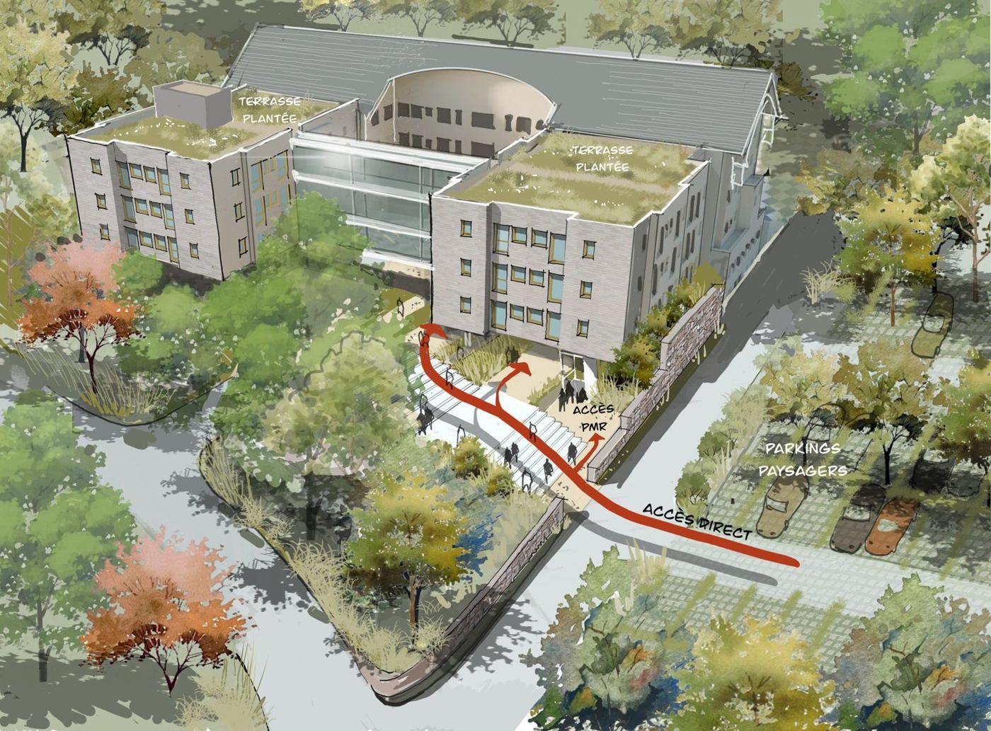 Illustration d'architecture à main levée — OXXO Studio