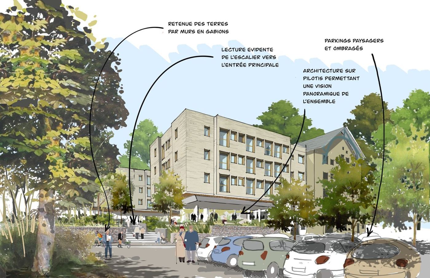 Illustration d'architecture à main levée — OXXO Studio