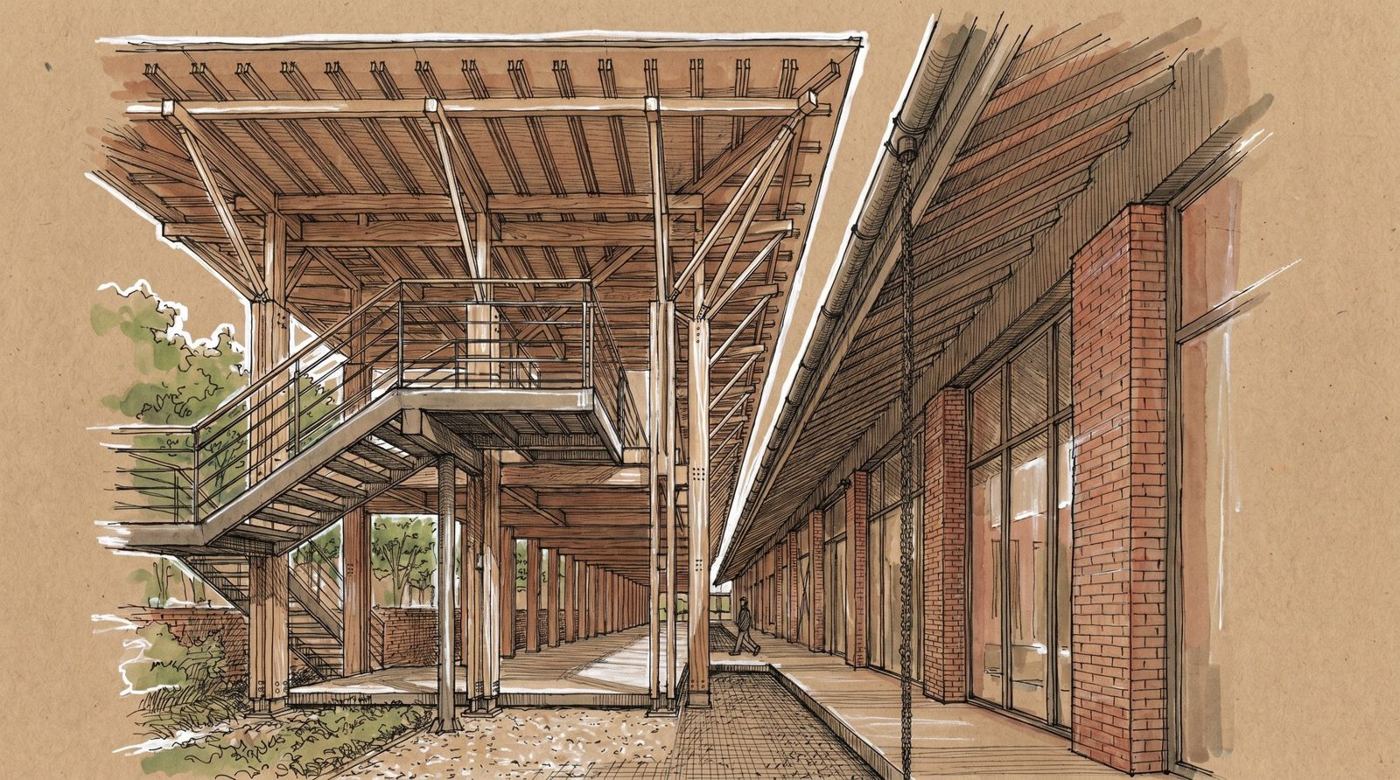 Illustration d'architecture à main levée — OXXO Studio
