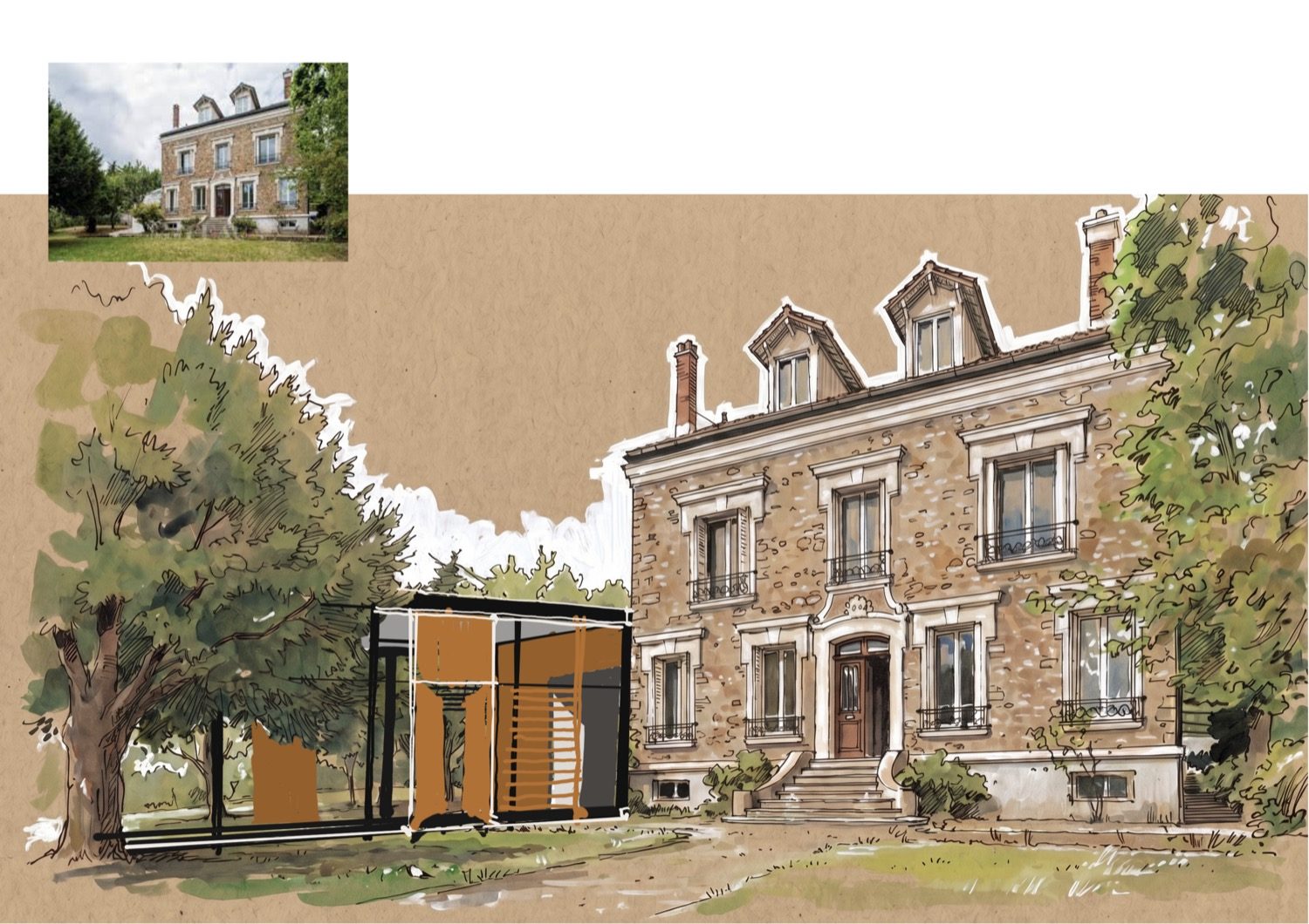 Pré-étude de l'extension, photo en médaillon